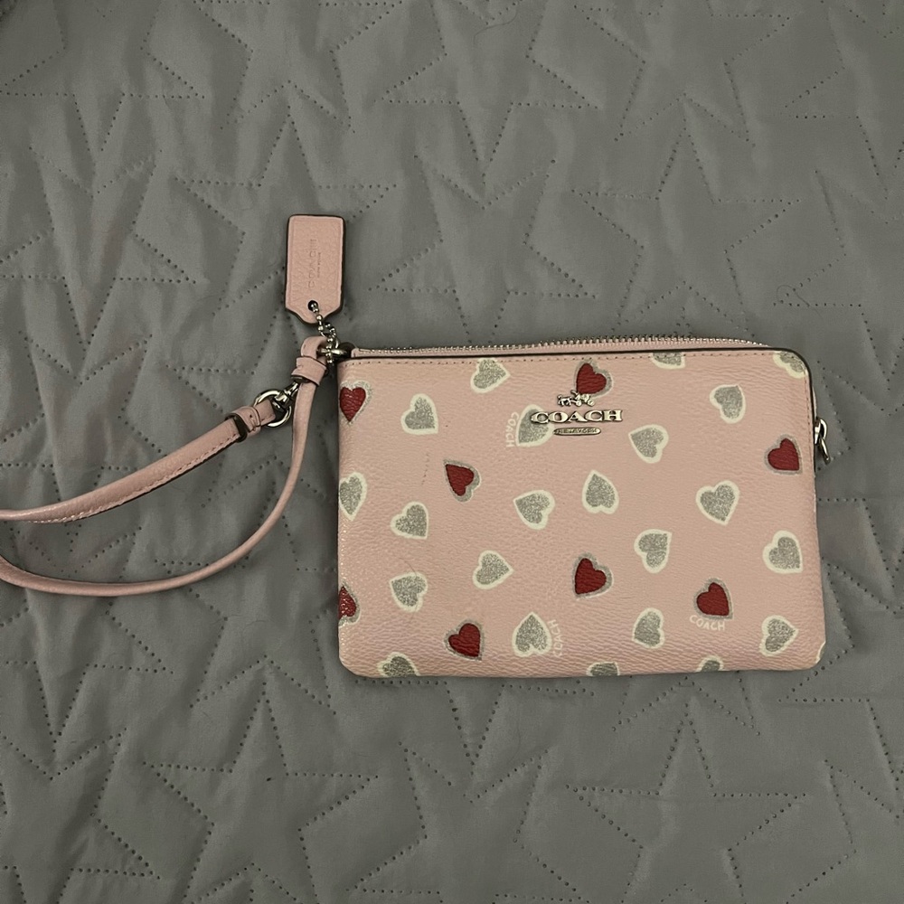 Coach heart wristlet